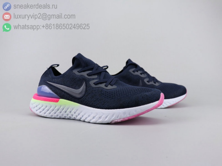 NIKE RISE REACT FLYKNIT FABRIC NEW NAVY UNISEX RUNNING SHOES